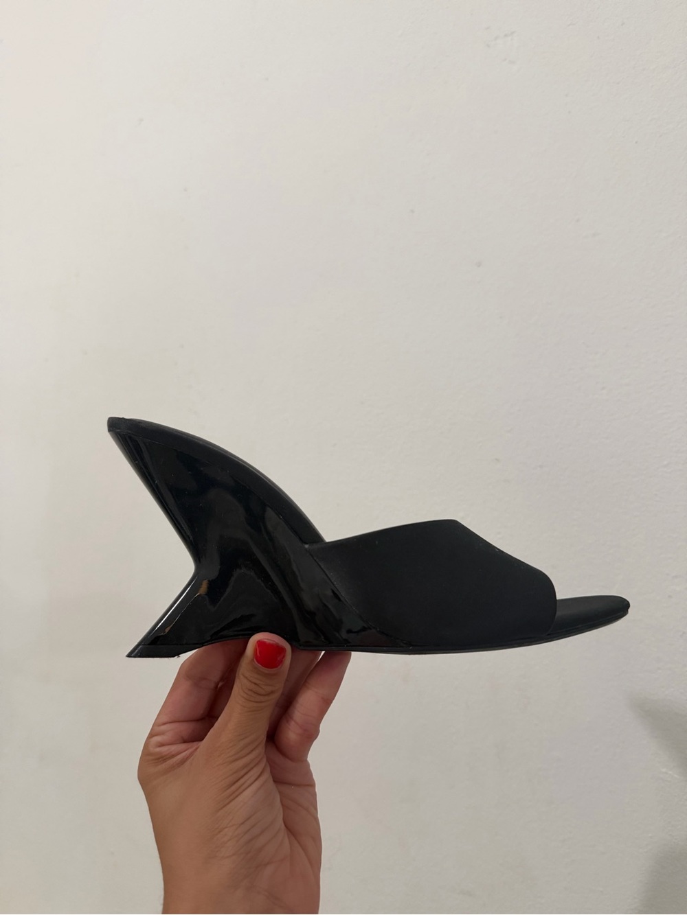 Zara Black Sculptural Heel Mule